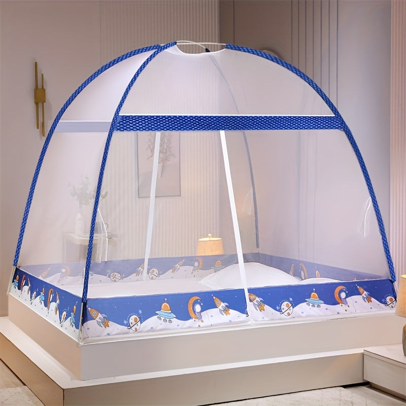 1pc Installation-Free Mongolian Yurt Style Steel Wire Mosquito Net, 1-Second Quick Open Installation, Simple and Convenient, 360° All-Around Mosquito Protection, Large Space for Outdoor Camping Tents, Reinforced Mesh to Prevent Mosquitoes