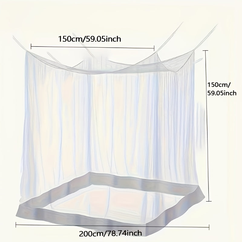 Vintage-style Household Double Bed Mosquito Net, 1pc Reinforced Double Four-corner Mosquito Net, Outdoor Camping Mesh Tent, Standard Tie-string Mosquito Net