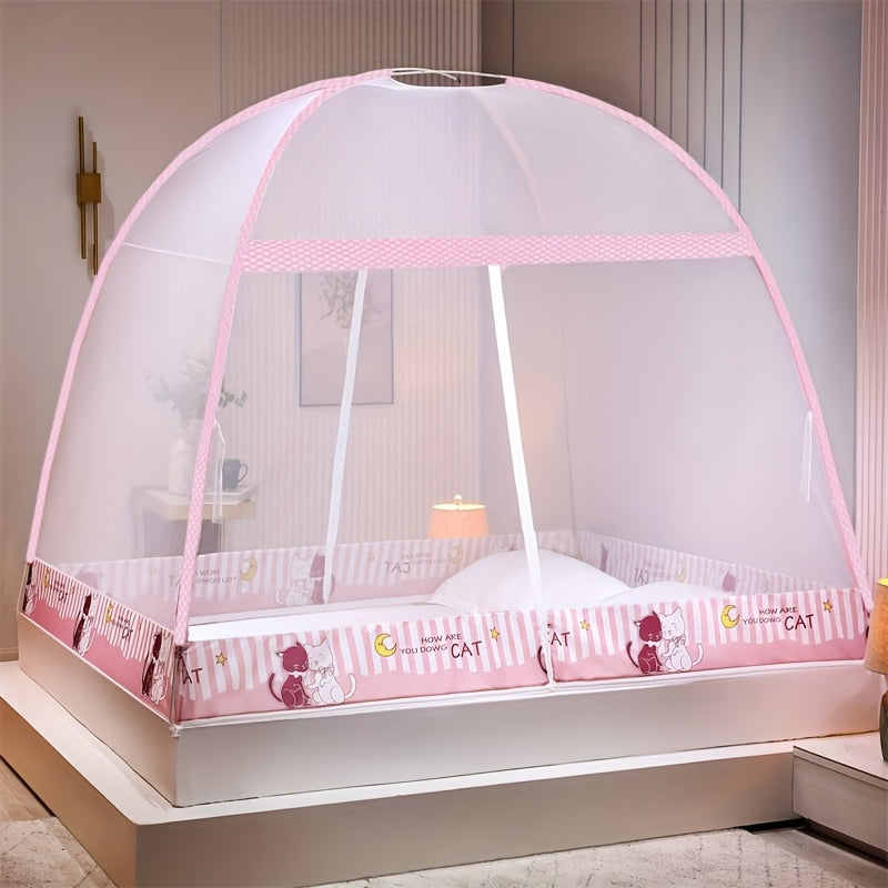 1pc Installation-Free Mongolian Yurt Style Steel Wire Mosquito Net, 1-Second Quick Open Installation, Simple and Convenient, 360° All-Around Mosquito Protection, Large Space for Outdoor Camping Tents, Reinforced Mesh to Prevent Mosquitoes