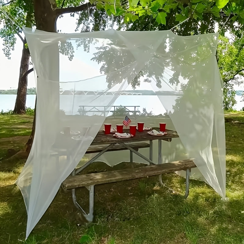 Vintage-style Household Double Bed Mosquito Net, 1pc Reinforced Double Four-corner Mosquito Net, Outdoor Camping Mesh Tent, Standard Tie-string Mosquito Net