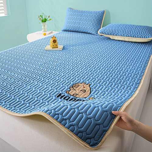 1pc Cartoon Print Latex Mattress Pad - Breathable & Soft, Excludes Pillow, Skin-Friendly, Summer Cooling, Foldable & Easy Care, Multiple Colors, Ideal for Bedrooms, Dorms, Guest Rooms