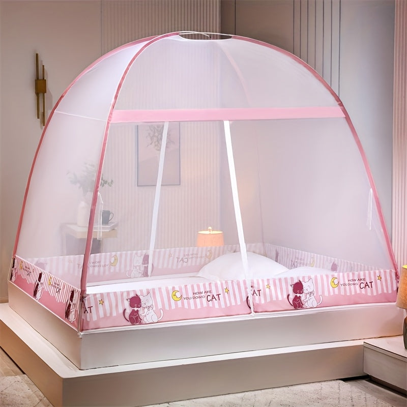 1pc Installation-Free Mongolian Yurt Style Steel Wire Mosquito Net, 1-Second Quick Open Installation, Simple and Convenient, 360° All-Around Mosquito Protection, Large Space for Outdoor Camping Tents, Reinforced Mesh to Prevent Mosquitoes