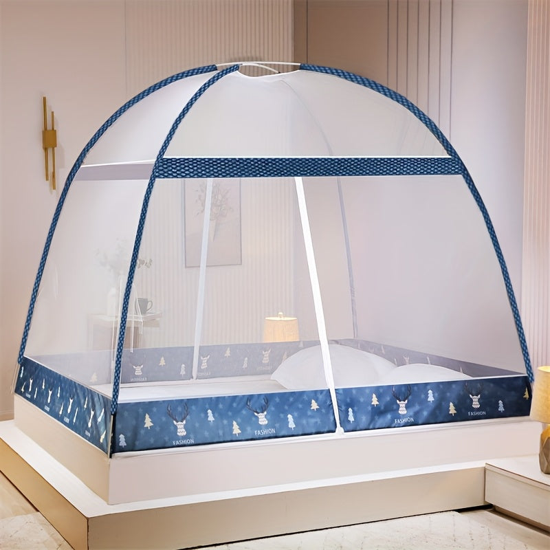 1pc Installation-Free Mongolian Yurt Style Steel Wire Mosquito Net, 1-Second Quick Open Installation, Simple and Convenient, 360° All-Around Mosquito Protection, Large Space for Outdoor Camping Tents, Reinforced Mesh to Prevent Mosquitoes