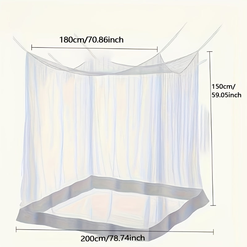 Vintage-style Household Double Bed Mosquito Net, 1pc Reinforced Double Four-corner Mosquito Net, Outdoor Camping Mesh Tent, Standard Tie-string Mosquito Net