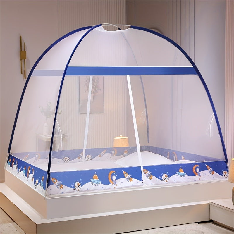 1pc Installation-Free Mongolian Yurt Style Steel Wire Mosquito Net, 1-Second Quick Open Installation, Simple and Convenient, 360° All-Around Mosquito Protection, Large Space for Outdoor Camping Tents, Reinforced Mesh to Prevent Mosquitoes