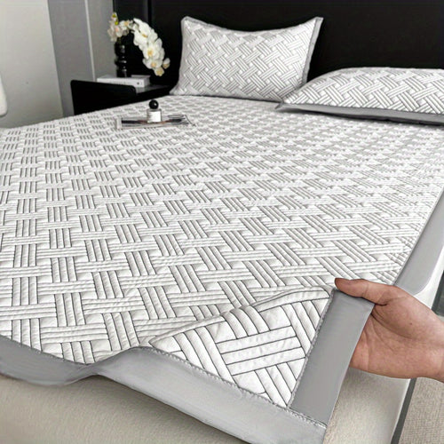1pc Foldable Summer Sleeping Mat - Cool, Soft, and Breathable Polyester Fabric, Silent Comfort Design for Dorms, Single & Double Beds, Travel, and Outdoor Picnics (No Pillow)