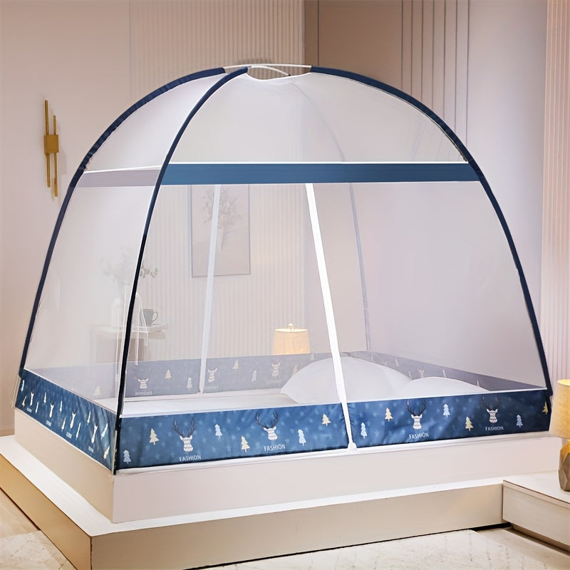 1pc Installation-Free Mongolian Yurt Style Steel Wire Mosquito Net, 1-Second Quick Open Installation, Simple and Convenient, 360° All-Around Mosquito Protection, Large Space for Outdoor Camping Tents, Reinforced Mesh to Prevent Mosquitoes