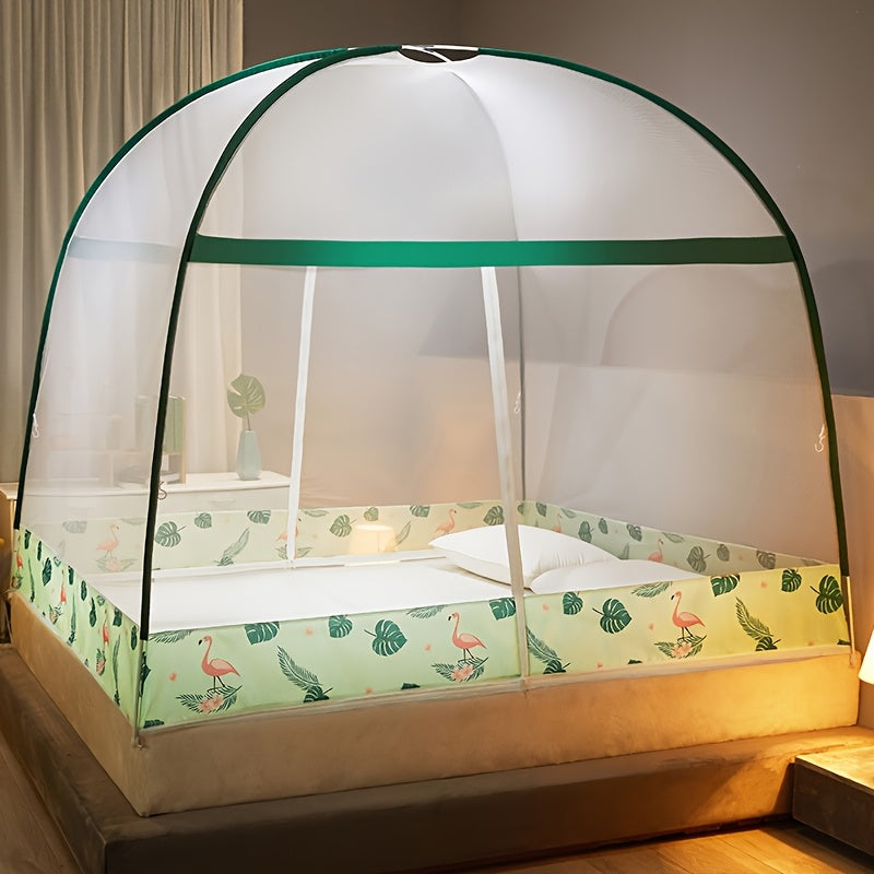 1pc Installation-Free Mongolian Yurt Style Steel Wire Mosquito Net, 1-Second Quick Open Installation, Simple and Convenient, 360° All-Around Mosquito Protection, Large Space for Outdoor Camping Tents, Reinforced Mesh to Prevent Mosquitoes